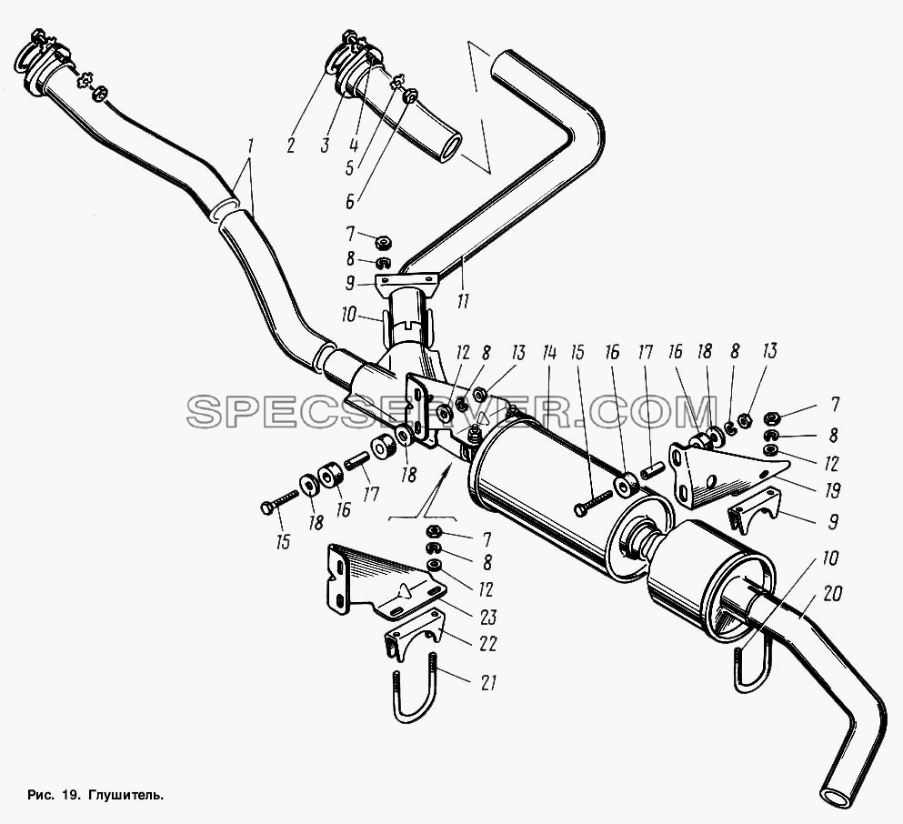 Глушитель для ГАЗ-3307 (список запасных частей)