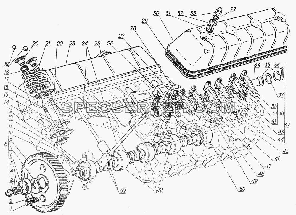 Распределительный вал,клапаны и толкатели для ГАЗ-5312 (список запасных частей)
