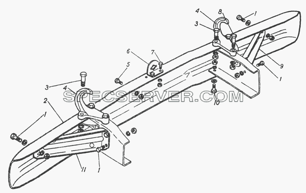 Передний бампер и буксировочные крюки для ГАЗ-5312 (список запасных частей)