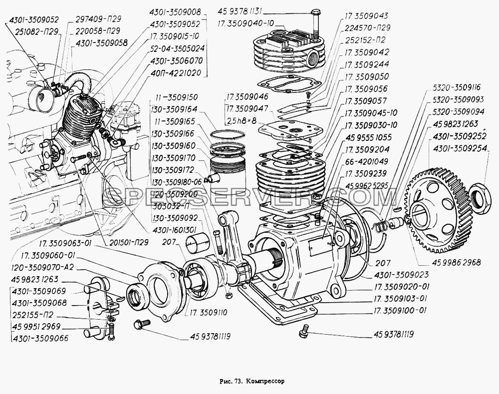 Компрессор для ГАЗ-4301 (список запасных частей)