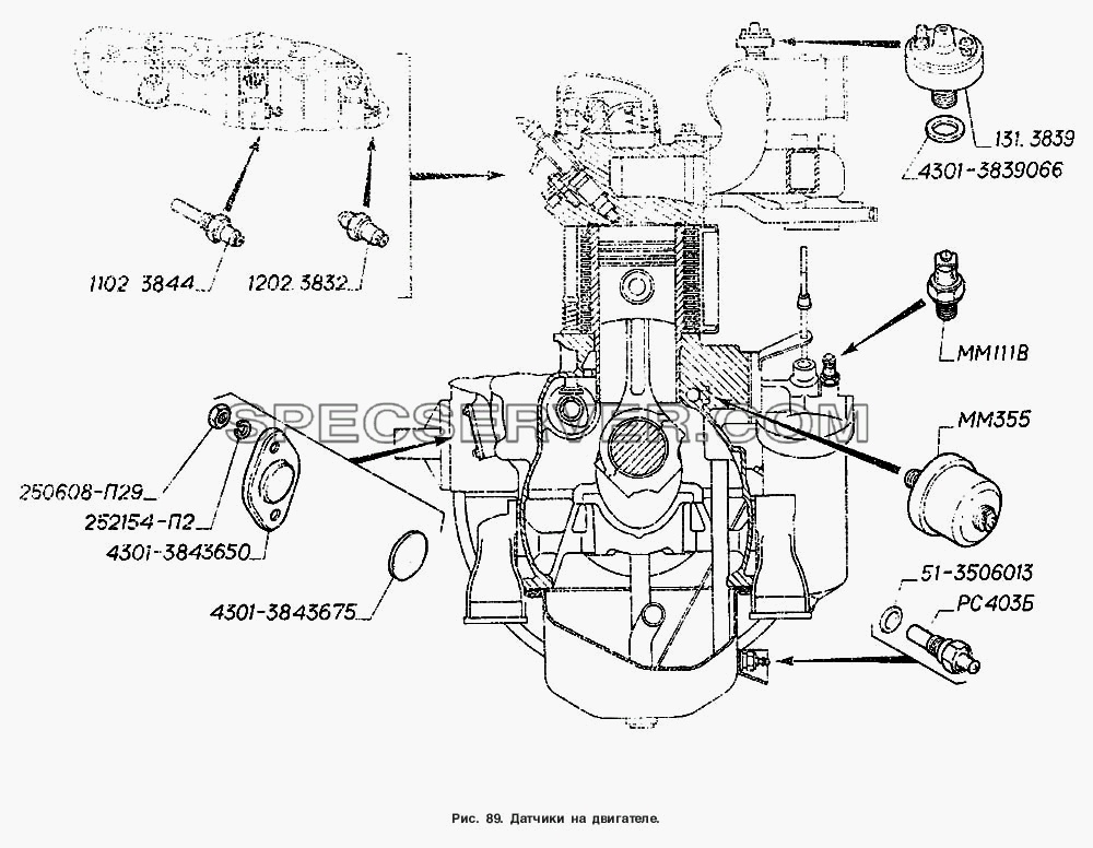 Датчики на двигателе для ГАЗ-4301 (список запасных частей)