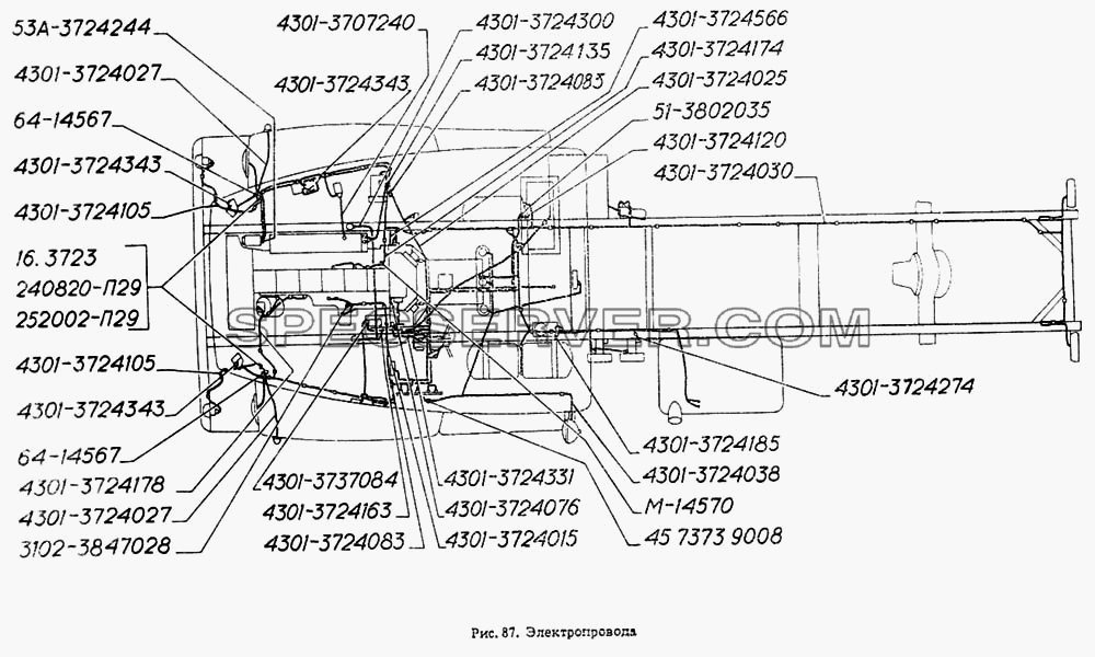 Электропровода для ГАЗ-4301 (список запасных частей)