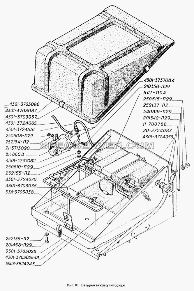 Батарея аккумуляторная для ГАЗ-4301 (список запасных частей)