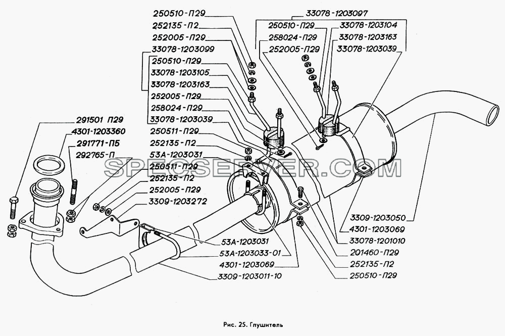 Глушитель для ГАЗ-3309 (список запасных частей)