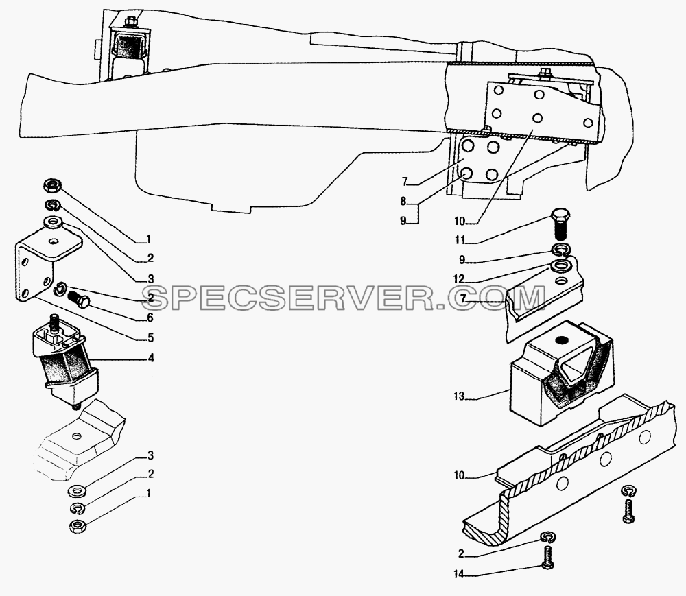 Подвеска двигателя для ГАЗ-33104 Валдай (список запасных частей)