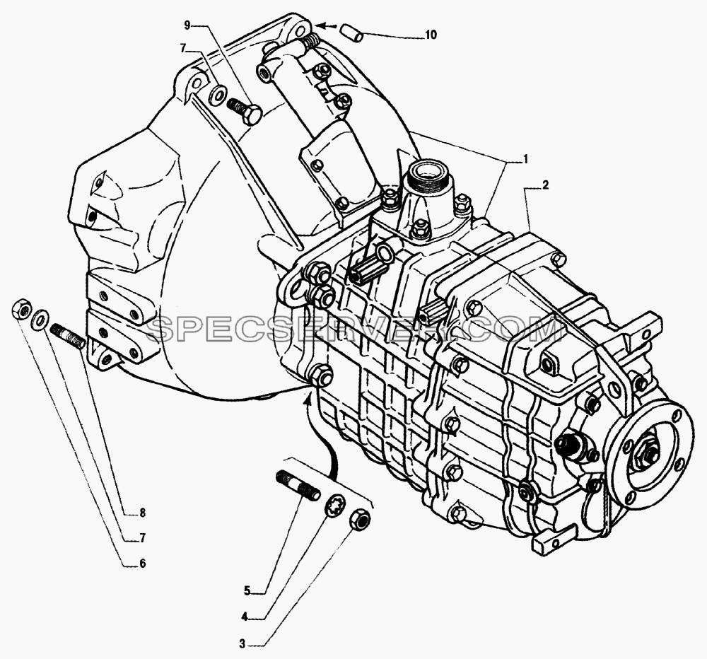 Коробка передач с картером сцепления для ГАЗ-33104 Валдай (список запасных частей)