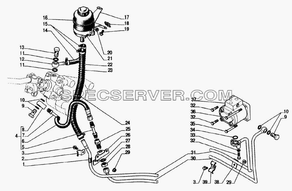 Установка гидроусилителя рулевого управления для ГАЗ-33104 Валдай (список запасных частей)