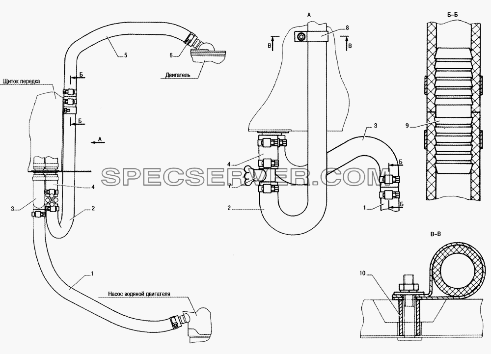 Трубопроводы отопителя для ГАЗ-33104 Валдай (список запасных частей)
