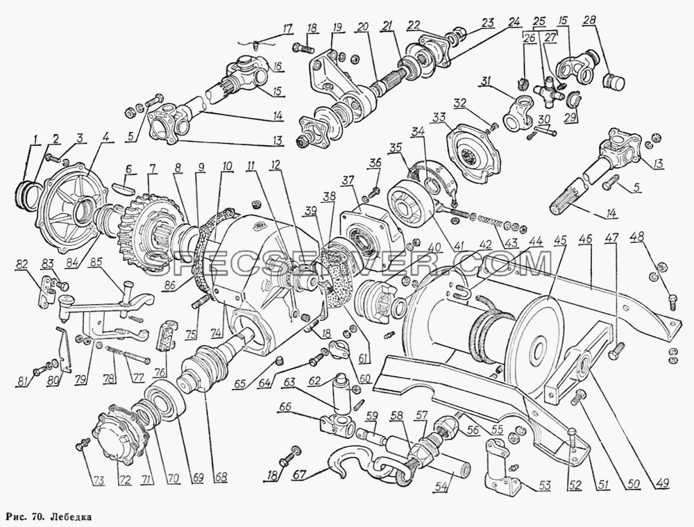 Лебедка для ГАЗ-66 (Каталога 1983 г.) (список запасных частей)