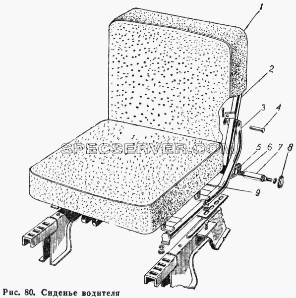 Сиденье водителя для ГАЗ-66 (Каталога 1983 г.) (список запасных частей)