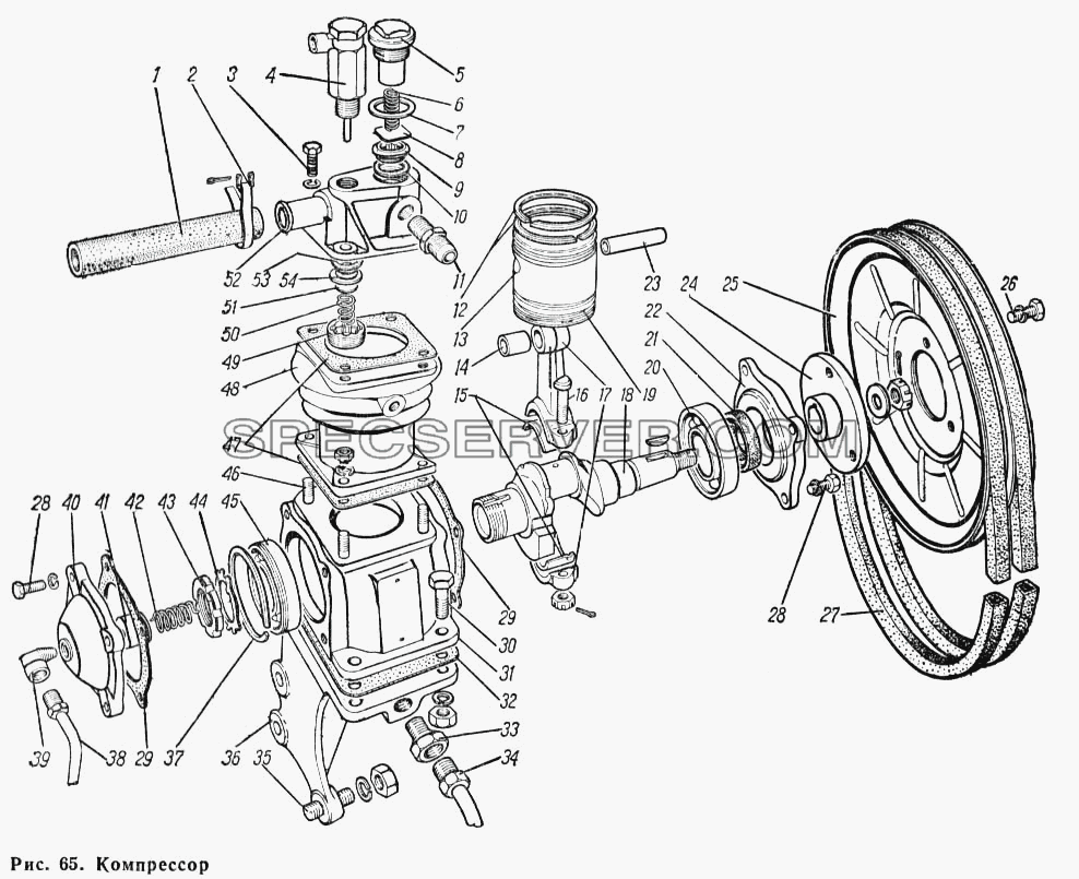 Компрессор для ГАЗ-66 (Каталога 1983 г.) (список запасных частей)