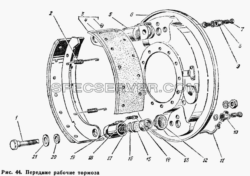 Передние рабочие тормоза для ГАЗ-66 (Каталога 1983 г.) (список запасных частей)