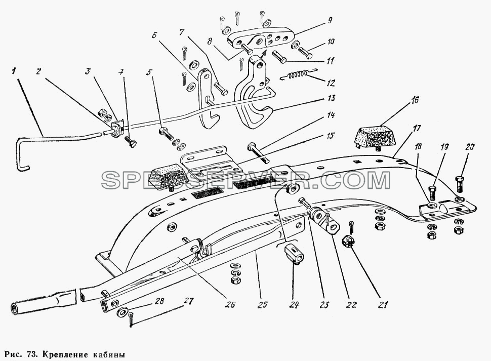 Крепление кабины для ГАЗ-66 (Каталога 1983 г.) (список запасных частей)