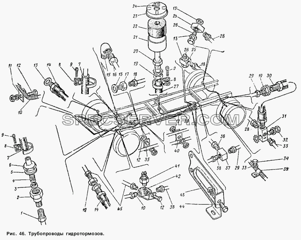 Трубопроводы гидротормозов для ГАЗ-53 А (список запасных частей)