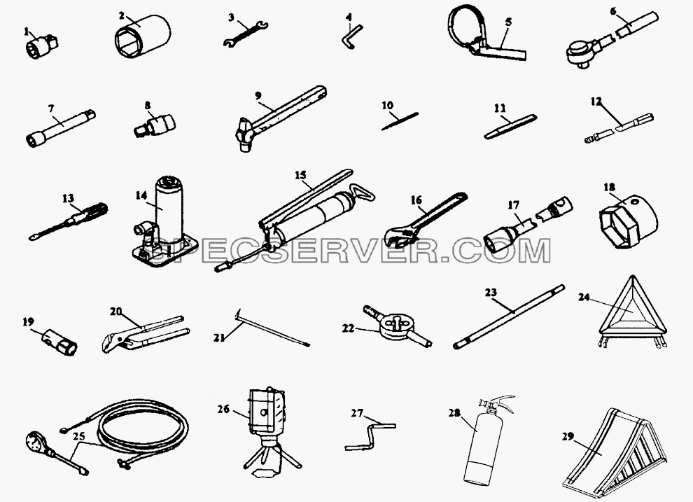 Сопроводительные инструменты для СА-4180 (P66K22A) (список запасных частей)