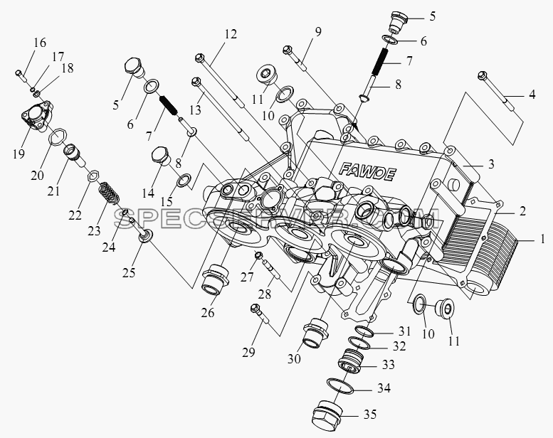 Охладитель моторного масла для СА-4180 (P66K22A) (список запасных частей)