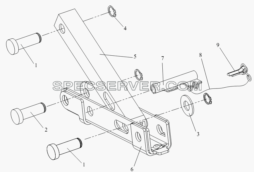Гидравлический упорный механизм кабины (II) для СА-4250 (P66K22T1A1EX) (список запасных частей)
