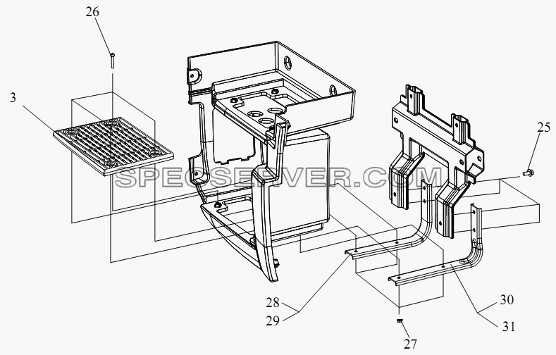 Ступенька и передний брызговик (IV) для СА-4250 (P66K22T1A1EX) (список запасных частей)