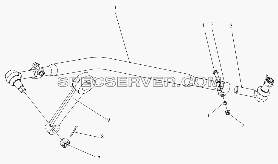 Передний рулевой продольный рычаг для СА-4250 (P66K2T1A1EX) (список запасных частей)