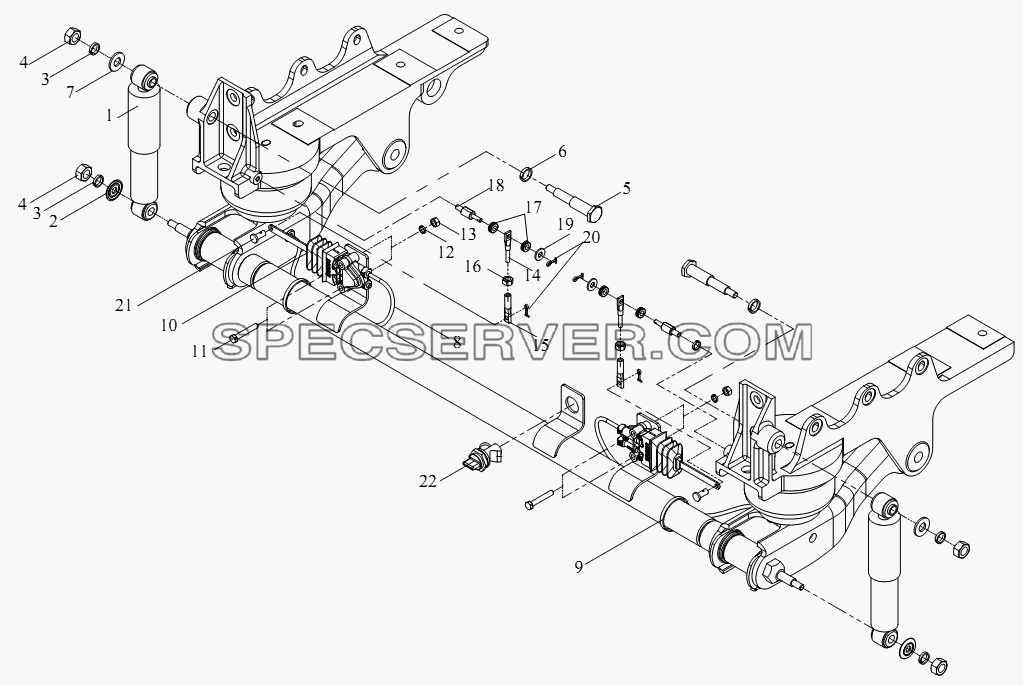 Устройство передней подвески кабины (III, воздушная рессора) для СА-4250 (P66K2T1A1EX) (список запасных частей)