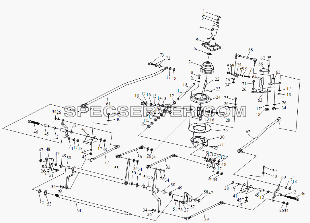 Регулирующий механизм передач для СА-3312 (P2K2LT4E) (список запасных частей)
