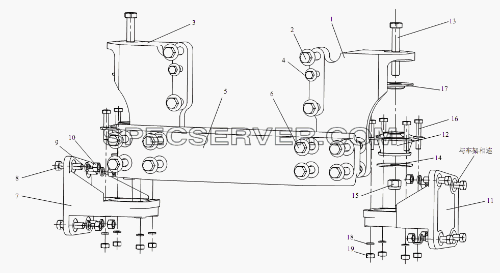 Передняя подвеска двигателя для СА-3312 (P2K2LT4E) (список запасных частей)