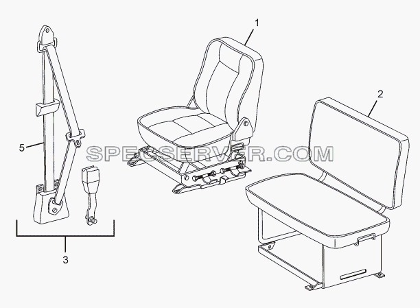 SEAT AND SEAT BELTS для LPT 613 LHD EURO II (список запасных частей)