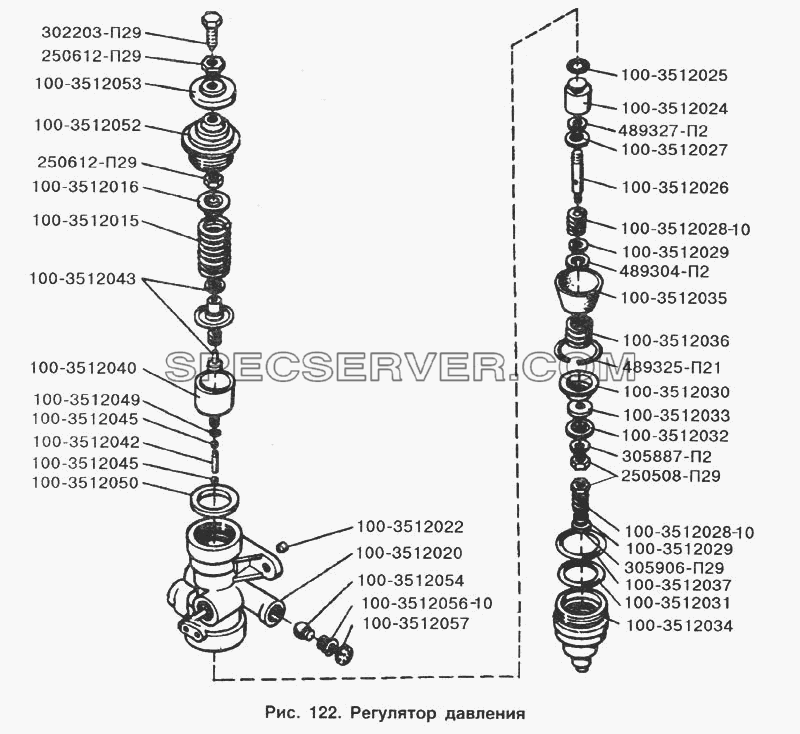 Регулятор давления для ЗИЛ-133Г40 (список запасных частей)