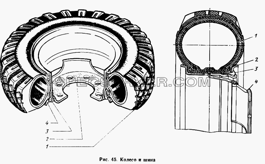 Колесо и шина для ЗиЛа 431410 Каталог 1989 г. (список запасных частей)