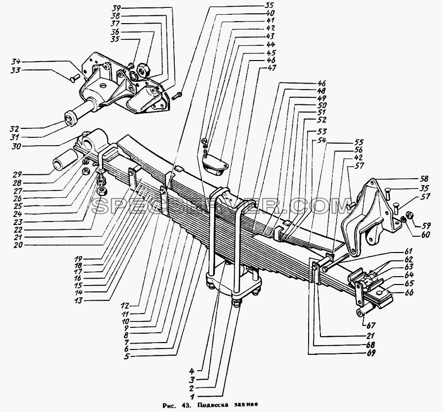 Подвеска задняя для ЗиЛа 431410 Каталог 1989 г. (список запасных частей)