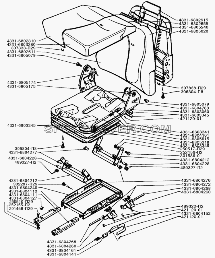 Сиденье водителя для ЗИЛ-5301 (2006) (список запасных частей)