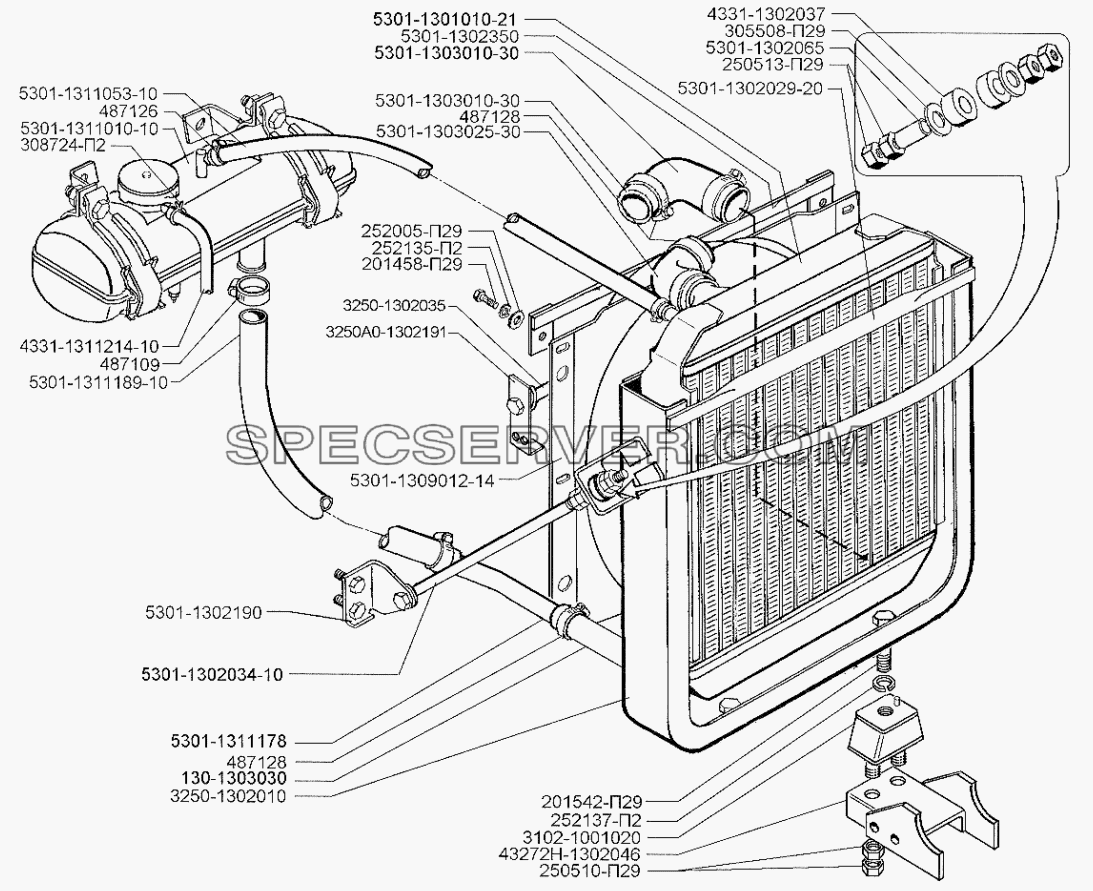 Система охлаждения дизеля Д-245.9Е2 для ЗИЛ-5301 (2006) (список запасных частей)