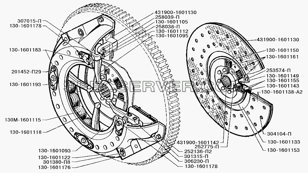 Сцепление для ЗИЛ-5301 (2006) (список запасных частей)
