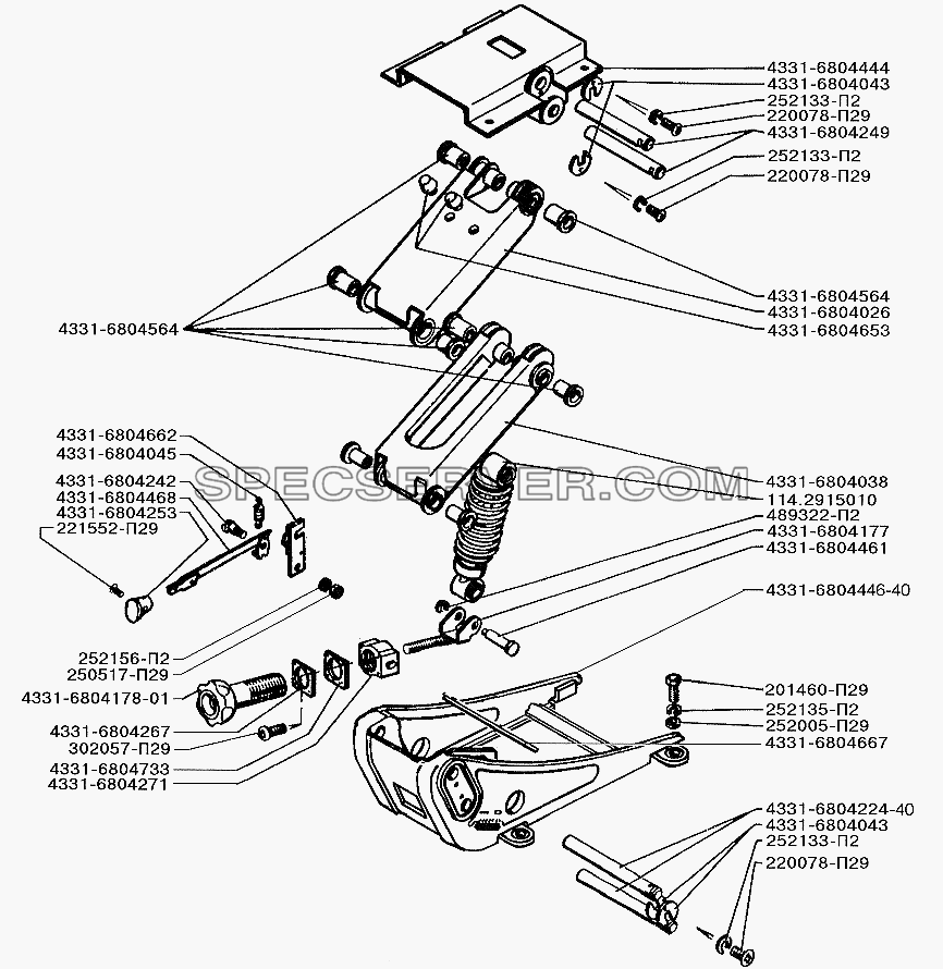 Механизм подрессоривания сиденья водителя для ЗИЛ-5301 (2006) (список запасных частей)