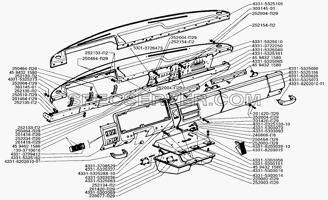 Панели щитка приборов для ЗИЛ-5301 (2006) (список запасных частей)