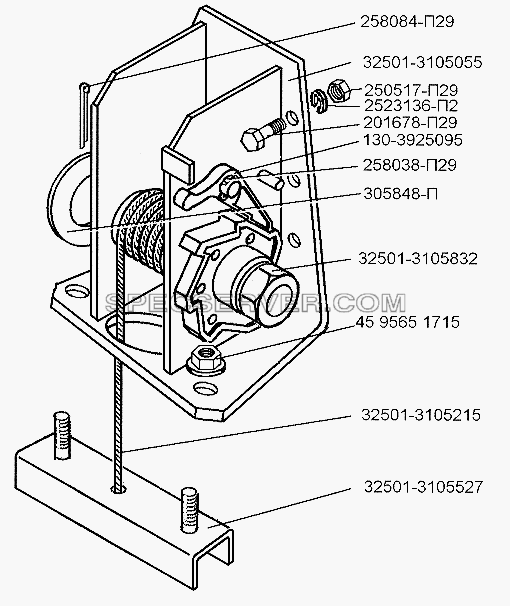 Держатель запасного колеса для ЗИЛ-5301 (2006) (список запасных частей)