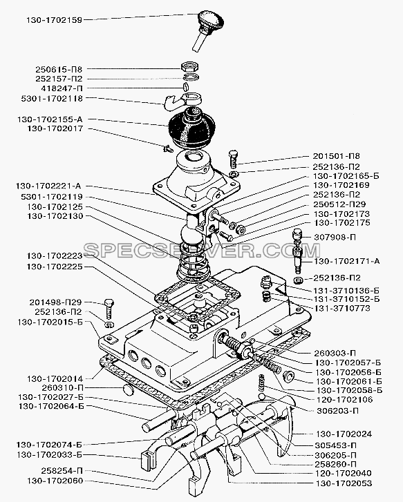 Верхняя крышка и механизм переключения передач для ЗИЛ-5301 (2006) (список запасных частей)