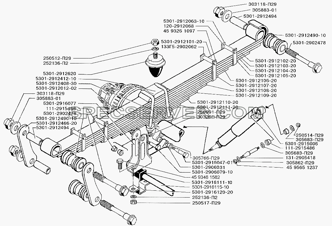 Задняя подвеска для ЗИЛ-5301 (2006) (список запасных частей)