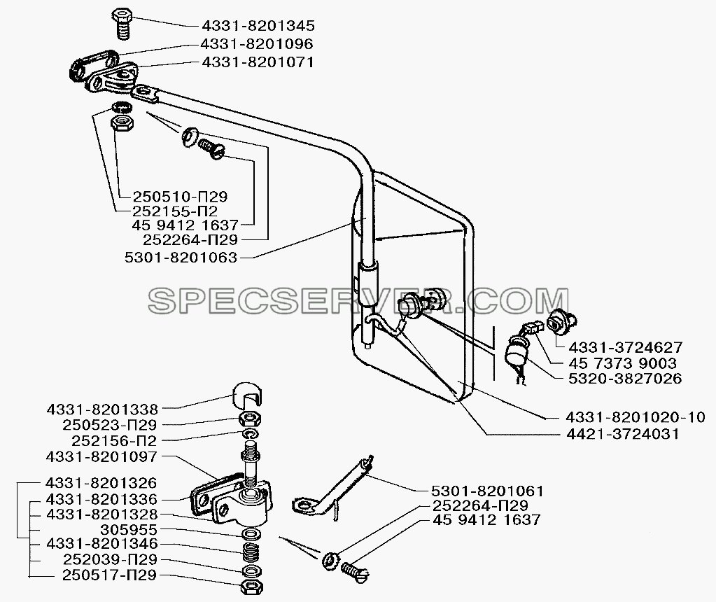 Зеркало кабины для ЗИЛ-5301 (2006) (список запасных частей)