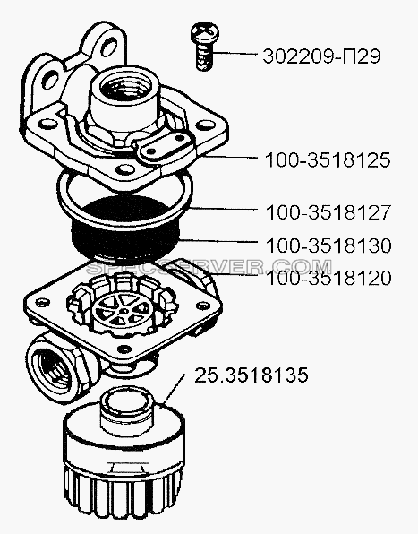 Клапан быстрого выпуска воздуха для ЗИЛ-5301 (2006) (список запасных частей)