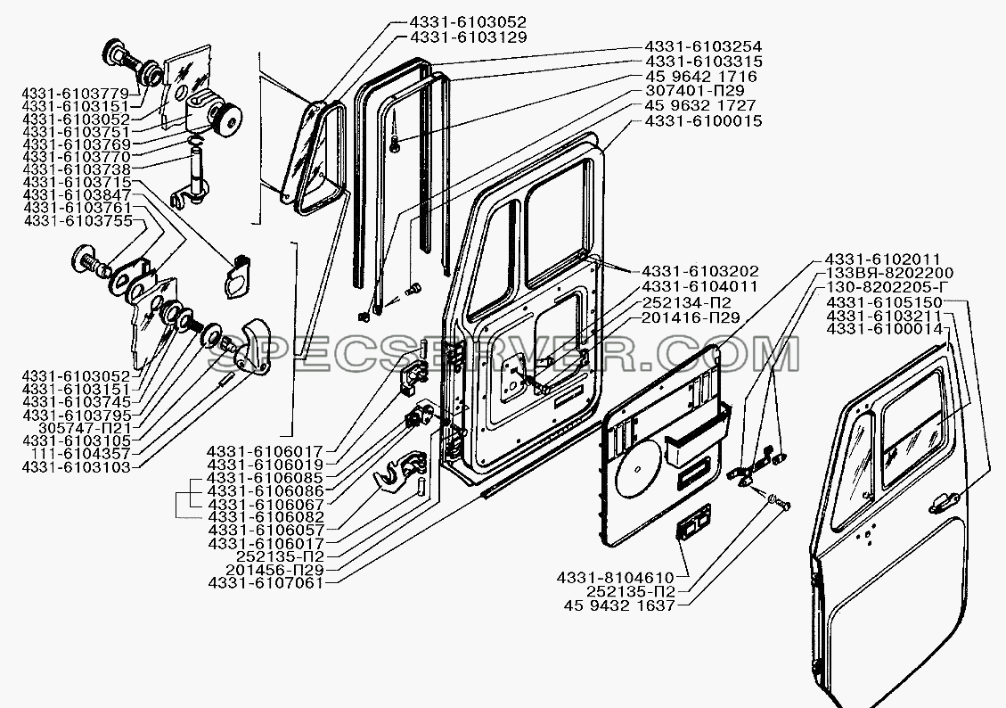Дверь кабины для ЗИЛ-5301 (2006) (список запасных частей)