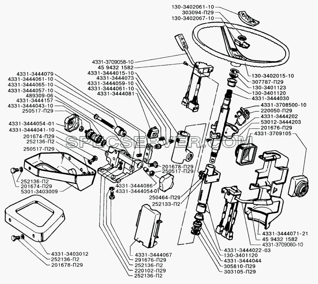 Колонка рулевого управления для ЗИЛ-433110 (список запасных частей)