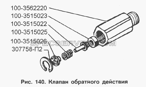 Клапан обратного действия для ЗИЛ-133Д42 (список запасных частей)