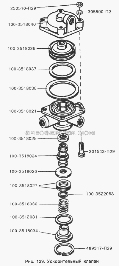 Ускорительный клапан для ЗИЛ-133Д42 (список запасных частей)
