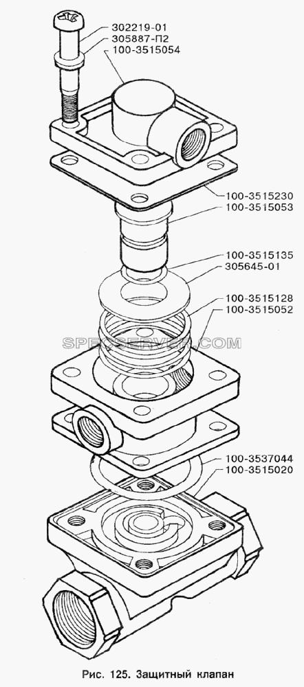 Защитный клапан для ЗИЛ-133Д42 (список запасных частей)