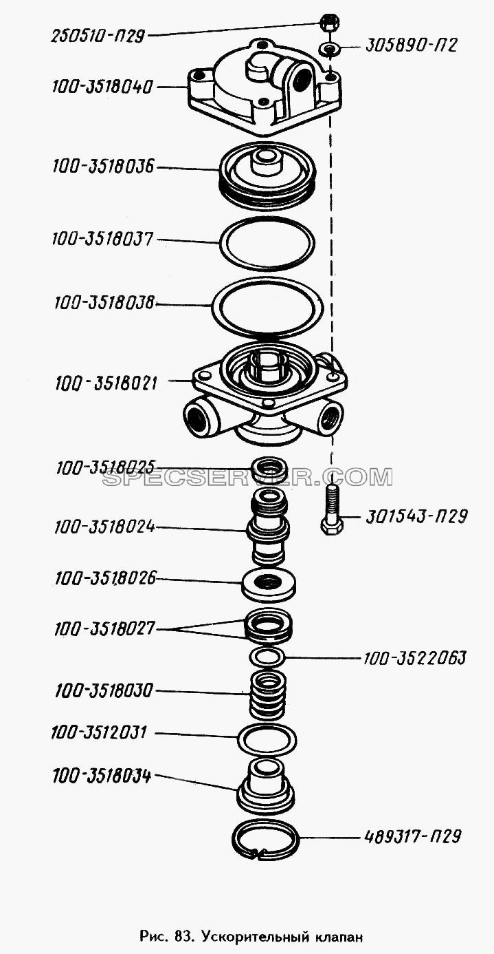 Ускорительный клапан для ЗИЛ 442160 (список запасных частей)