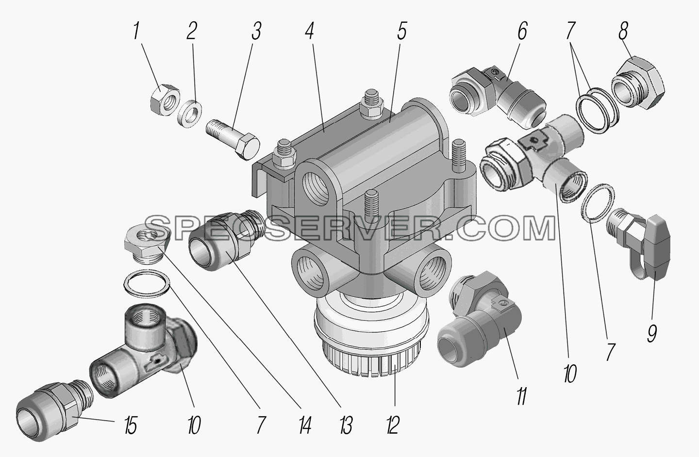 Установка ускорительного клапана стояночного тормоза для Урал-44202-3511-80М (список запасных частей)