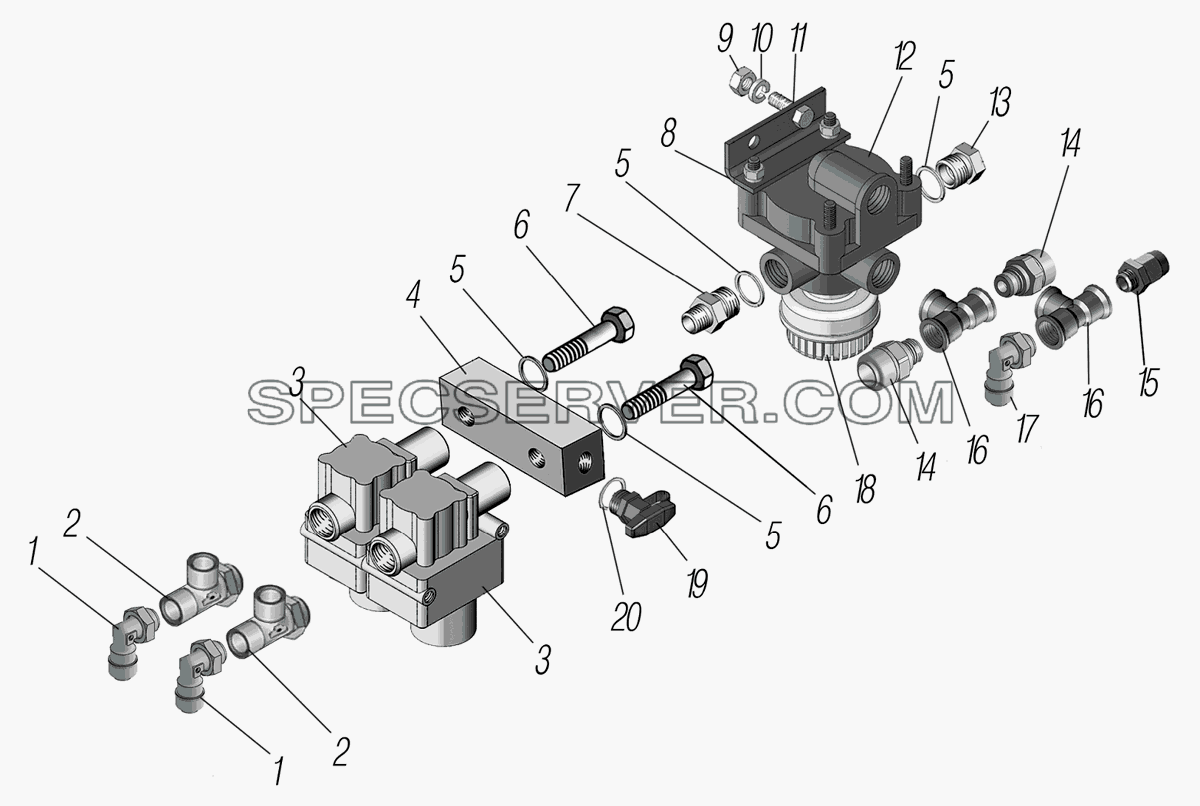 Установка клапана ускорительного с модуляторами для Урал-44202-3511-80М (список запасных частей)