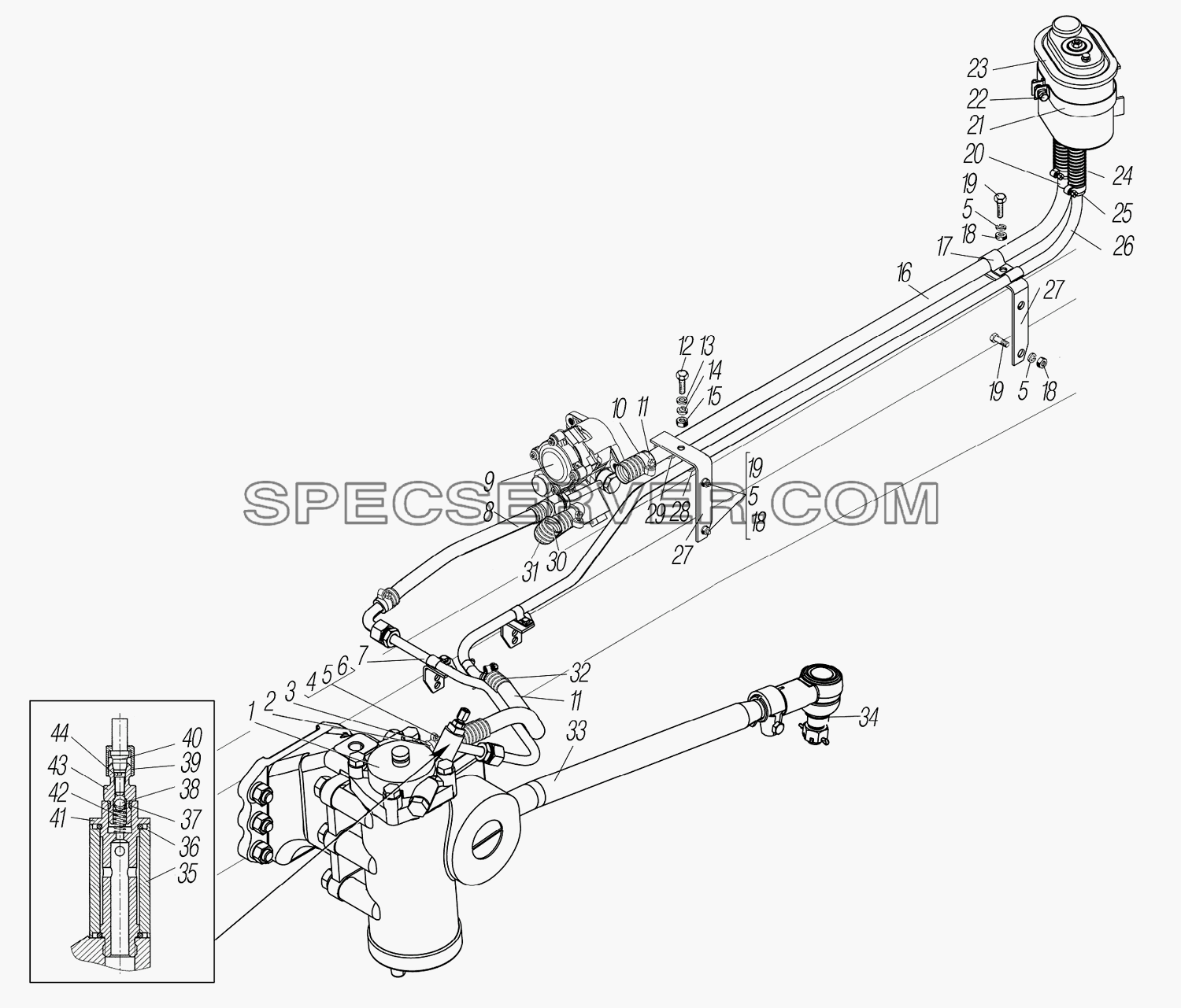 Рулевое управление для Урал-44202-3511-80М (список запасных частей)