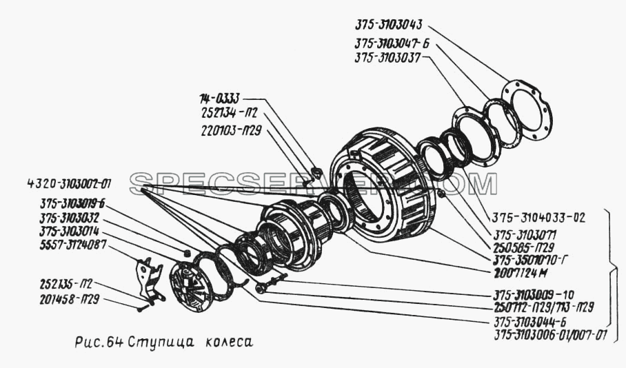 Ступица колеса для Урал-5557 (список запасных частей)